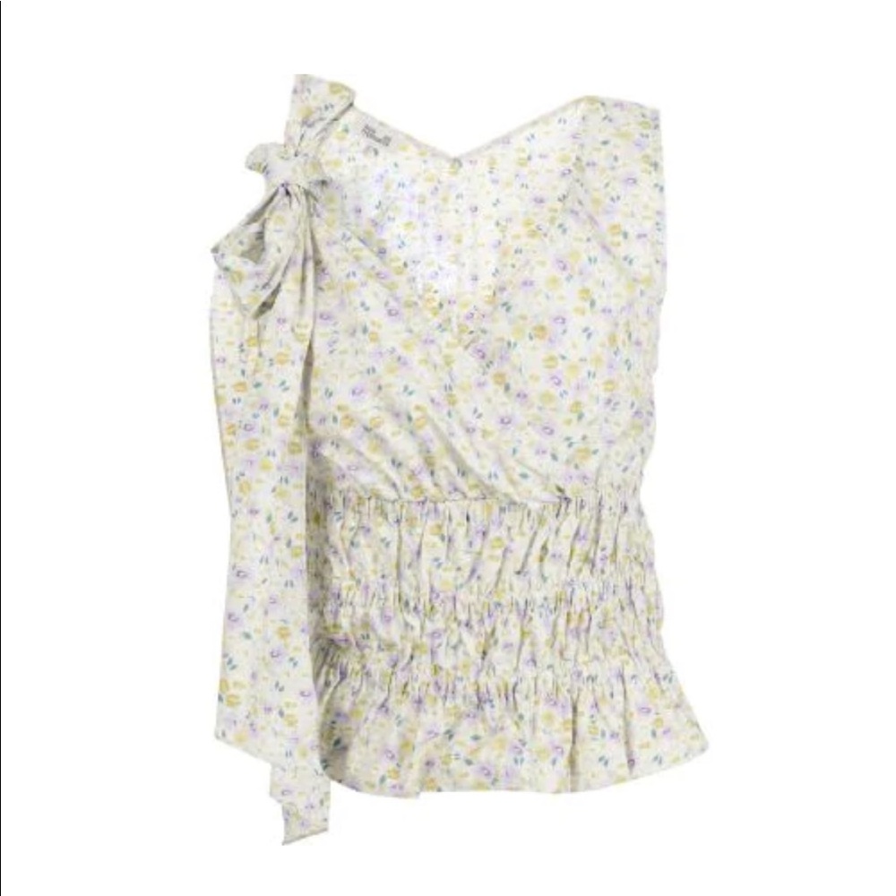 Floral Sleeveless Blouse with Bow